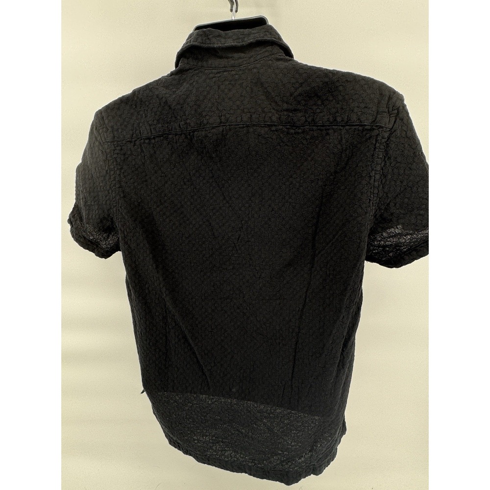 VTG J Crew Mens Black Textured Short Sleeve Button Up Shirt SZ S 90s‎ Sportswear - Picture 3 of 4